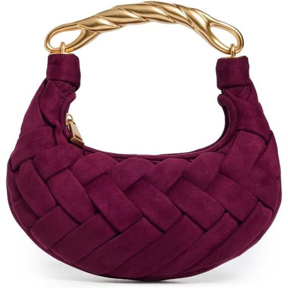 Orla Women's Faux Leather Weave Handbag - Elegant Braided Detail & Gold Handle